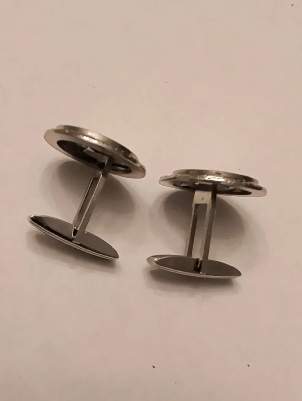 Vintage Silver Tone Round Men's Cuff Links